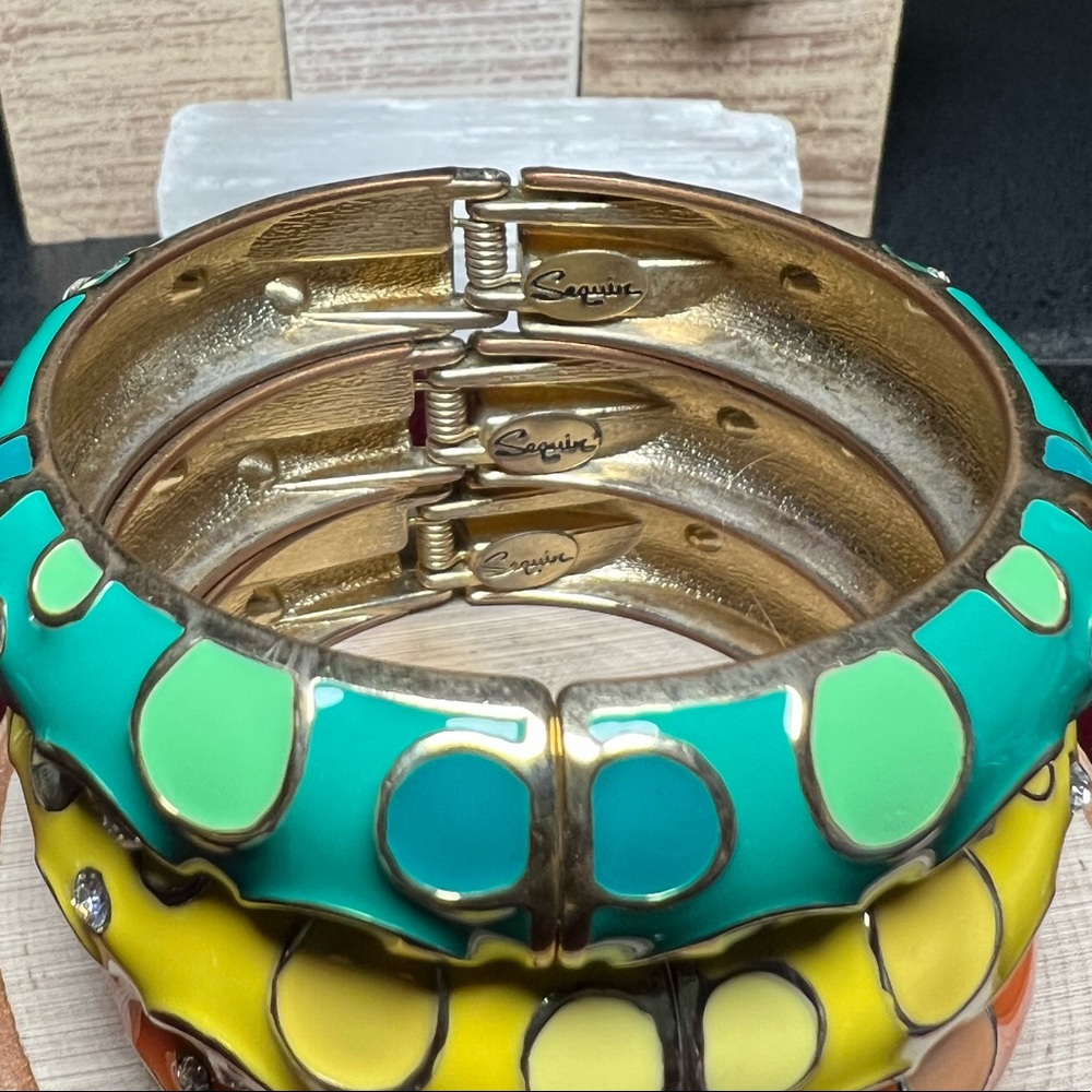 Sequin Set of 3 Bangles 💛💚🧡✨ - Picture 2 of 6